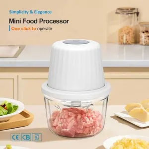 400ML Electric Garlic Chopper and Food Processor 1.5 Cup, 6 Blades Garlic Grinder Mini Vegetable Chopper, USB Portable Veggie Chopper, Onion Mincer, White Food Processor for Ginger, Chili, Fruit, Meat