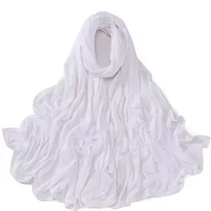 Hijab for Women Viscose Lightweight Muslim Long Shawl Islamic Scarf in Elegant White