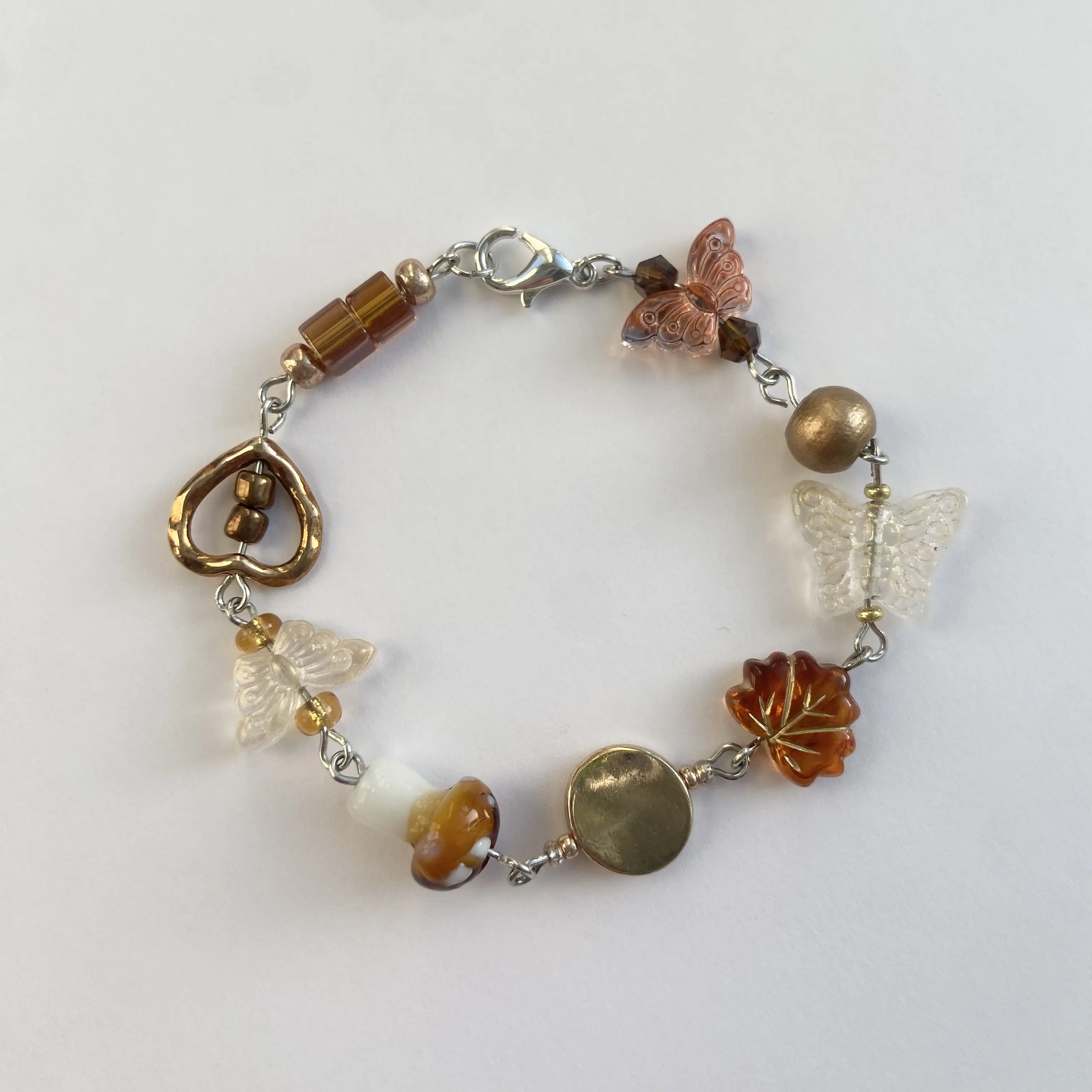 Dainty Cottagecore Charm Bracelet, 7-Inches With 1.75-Inch Extender, Hand to Wrist Jewelry