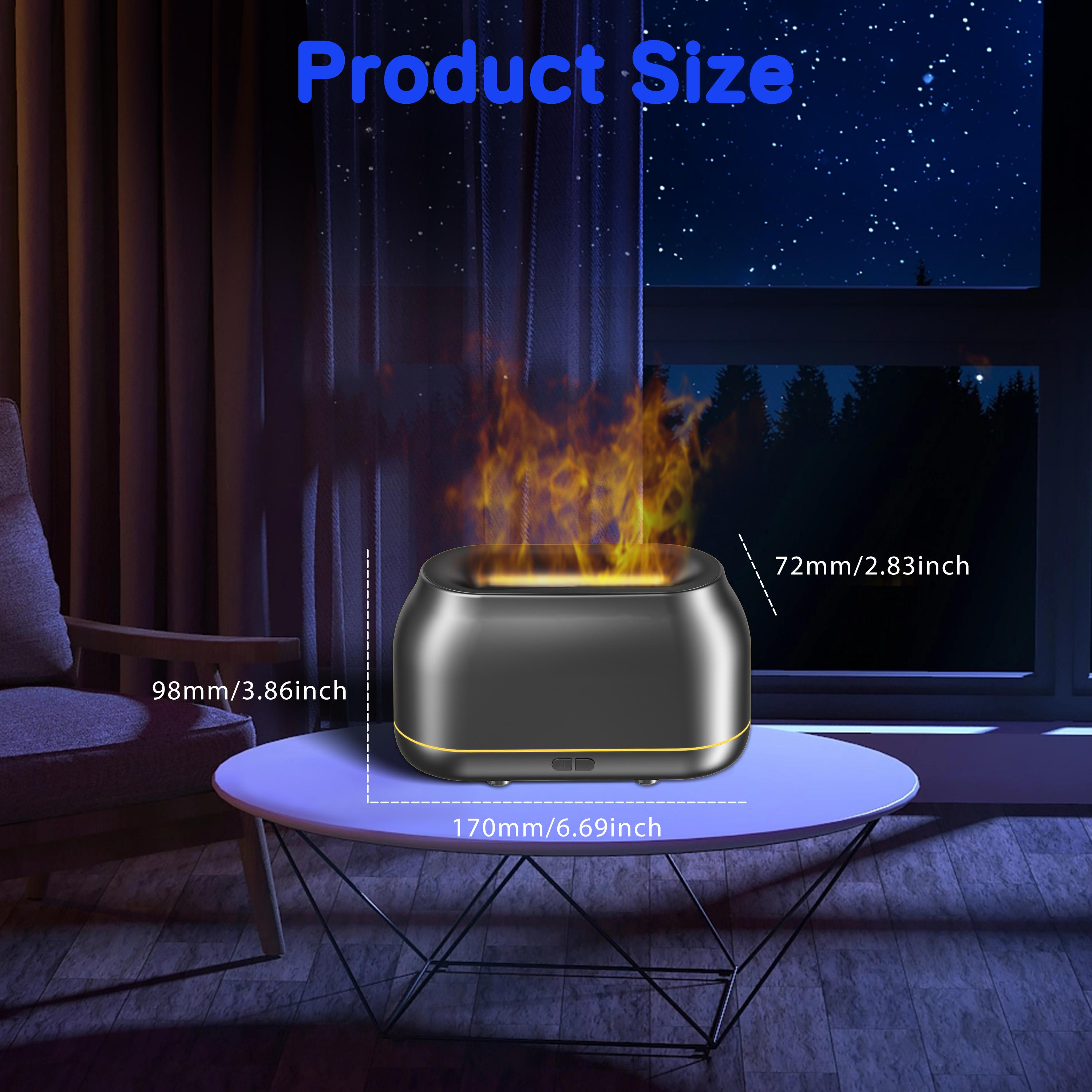 Upgraded 7-Color LED Flame Diffuser, Silent Humidifier with Auto-Off and 160mL Capacity for Home, Office & Yoga