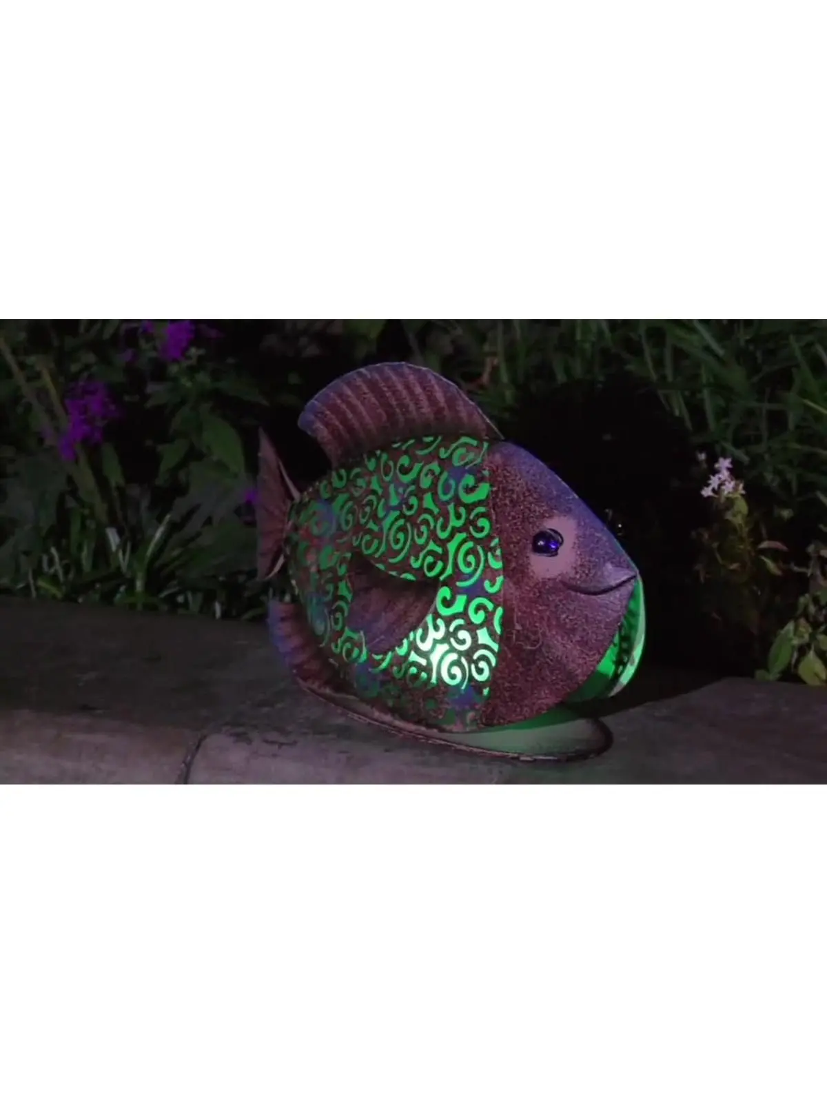 Ultimate Innovations 1059 Rustic Copper Fish Decor - Green, 17.5" w x 11.5" h, 2.1 lbs, Colored Marble-Sized Eye, Instant Underwater Appeal, Pet Fish & Aquatic Outdoor Decor