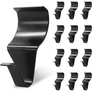 12 count Vinyl Siding Hooks, Heavy Duty Stainless Steel Black Vinyl Siding Hangers, No Hole Needed Low Profile Siding Clips for Hanging Wreath, Outdoor Decorations