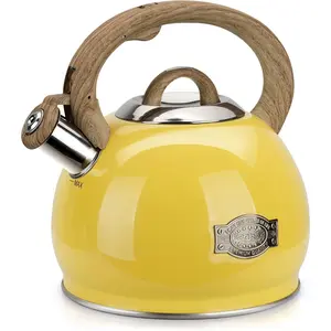 Kettle for Stovetop, 2.7 Quart Loud Whistle Stovetop Teapots, Grade Stainless Steel  kettles for Stove Top with Anti-hot  Handle,Suitable for  Heat Sources,Yellow
