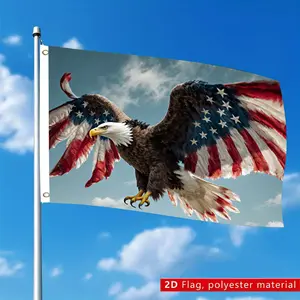 Condor American flag, made of high-quality polyester, highly weather-resistant, with high-definition eagle and star stripe pattern, bound edging stitching, rust-proof metal eyelets, durable, suitable for outdoor patriotic home, patio, and holiday decorati