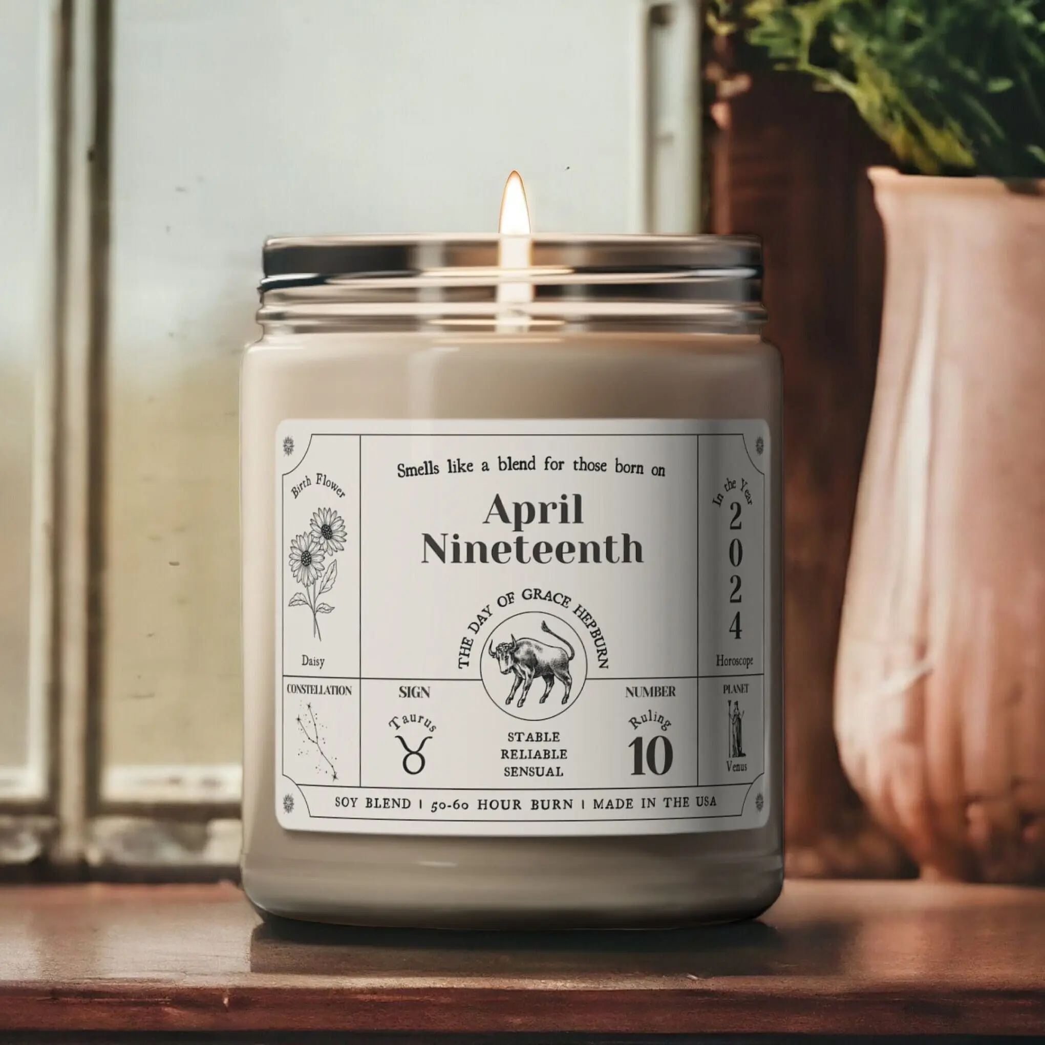Personalized Zodiac Candle Gift | Birthdate Candle Gift for Bestfriend Taurus Candle Gifts | Nontoxic Intention Candles | Birth Month Candle