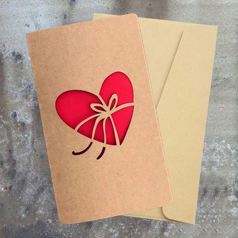 3-Pack Hollow Heart Greeting Cards with Matching Envelopes, Elegant Love Note Cards for Anniversary, Valentine’s Day (Office Stationery)