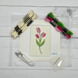 Tulips Needlepoint Kit (solid beige background)