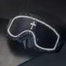 Unisex Rhinestone Criss-Cross Design Sunglasses, PC Frame UV Protection, Fashionable Sporty Streetwear Style, All-Season Wear