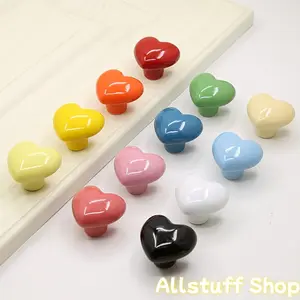 6-Pack Ceramic Heart-Shaped Drawer Pulls with 6 Screws, Universal Hardware for Drawers, Wardrobes, Shoe Cabinets And Doors/Windows