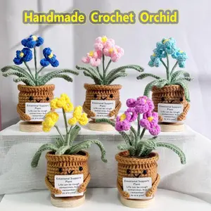 Handmade Crochet Orchid, 13.5cm Spring Decorative Flower, Emotional Support Companion, Gift for Her, Home Desk Accent, Home Decor
