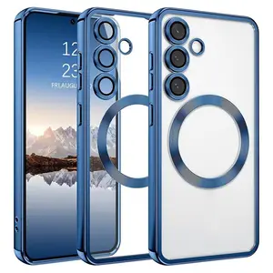 Luxury Magnetic For Magsafe Protective Case For Samsung Galaxy S26 Ultra S25 Ultra S25 FE S26 Edge S24 FE S23 S22 Ultra A56 A36 A26 A16 A55 A17 A27 A37 A57 Plating Silicone Cover Clear Soft