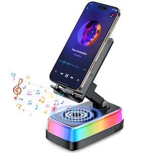 EATOP Wireless Induction BT5.3‑Compatible Phone Speaker, 360° Adjustable Foldable Phone Holder, 3000mAh Emergency Power Supply, Colorful RGB Ambient Light, Stereo Audio Amplifier, Birthday Holiday Gifts For Men Women Dads