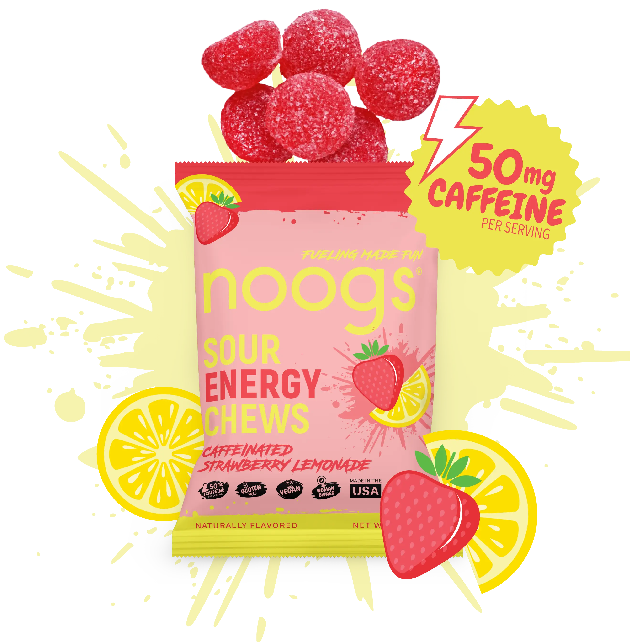 Caffeinated Strawberry Lemonade Sour Energy Chews