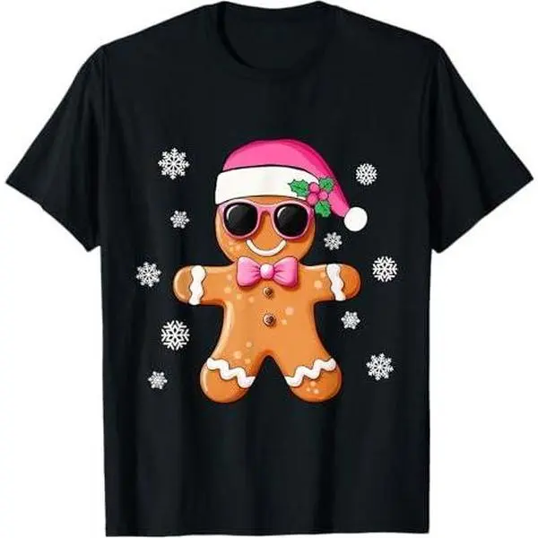 Gingerbread Man Pink Christmas Cookie Costume Baking Team T-Shirt