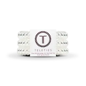 TELETIES - Crystal Clear - Large Hair Ties - Pack of Three - Strong Grip Style