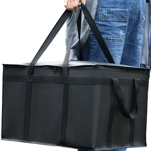 Extra large insulated food delivery bag, waterproof insulated refrigerated bag to keep food hot and cold, heavy-duty catering transport bag suitable for DoorDash pizza restaurant delivery, 22x14x13 inches
