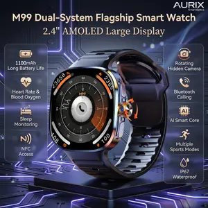 M99 Premium Smartwatch with 2.4 Inch AMOLED Screen AI Functions Rotating Camera Bluetooth Call Heart Rate Sleep Tracking NFC Long Battery Life