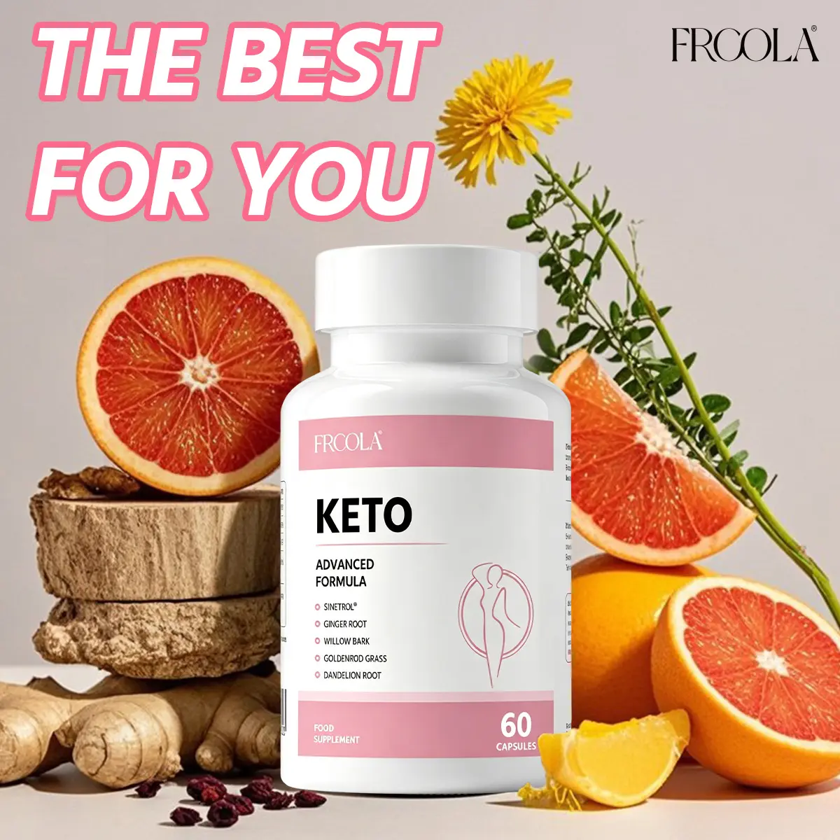 Frcola KETO Vitamins Supplement Capsules with Sinetrol, Ginger Root, Willow Bark, Goldenrod Grass, Dandelion Root