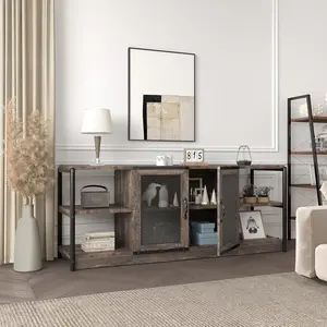 【GARVEE】TV Stand Farmhouse Entertainment Center with Double Mesh Door Industrial TV Console Table with Storage Shelves for Televisions up to 70 inch