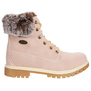 Lugz Womens Rucker Hi Faux Fur Round Toe Lace Up Casual Boots Ankle Low Heel 1-2" - Pink