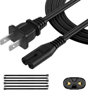 AC Power Cord 10FT (1 Pack), 2 Prong TV Power Cord, Power   Replacement for  One, PS3, PS4, PS5, Compatible for Printer, , Sound Bar,  Console