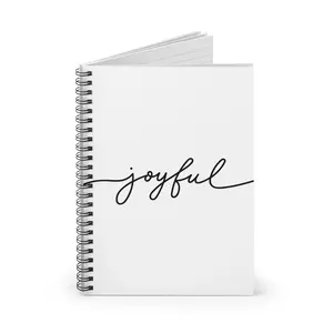 joyful script spiral notebook | ruled journal, minimalist handlettering