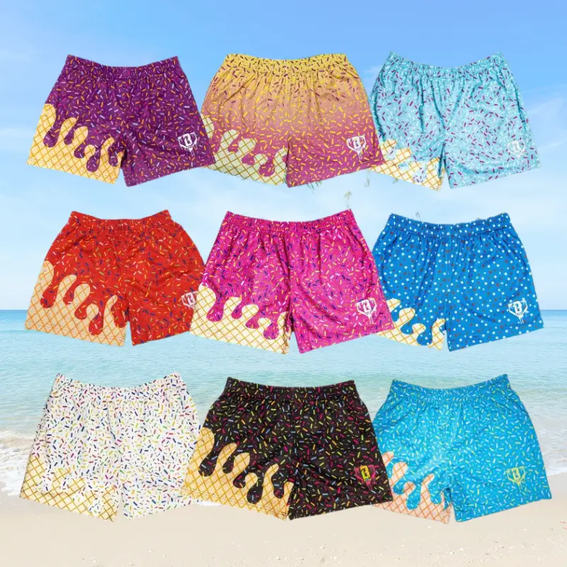(Back to school) Baseball Summer New Adult Youth Ice Cream Series Batter Up Shorts Oversized Breathable Sports Shorts for Men Unisex Design