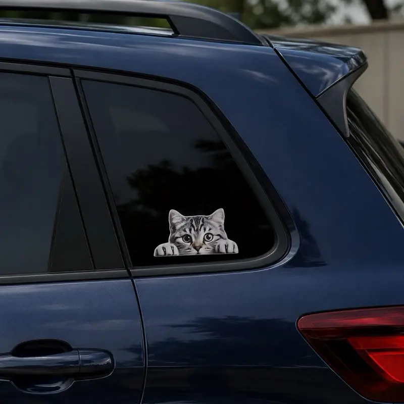 Peeking cat decal