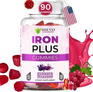 Iron Gummies for Women, Men & Kids – 90 Vegan Chewable Gummies | Grape Flavor | With Vitamin C, A & Zinc | Non-GMO, Gluten-Free Iron Supplement for Anemia & Immune Support | Made in USA