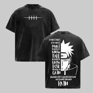 Nagato Pain Naruto Shippuden T-Shirt, Oversized Vintage Washed Anime Graphic Tee, Six Paths Streetwear Retro Top Gift for Anime Lovers