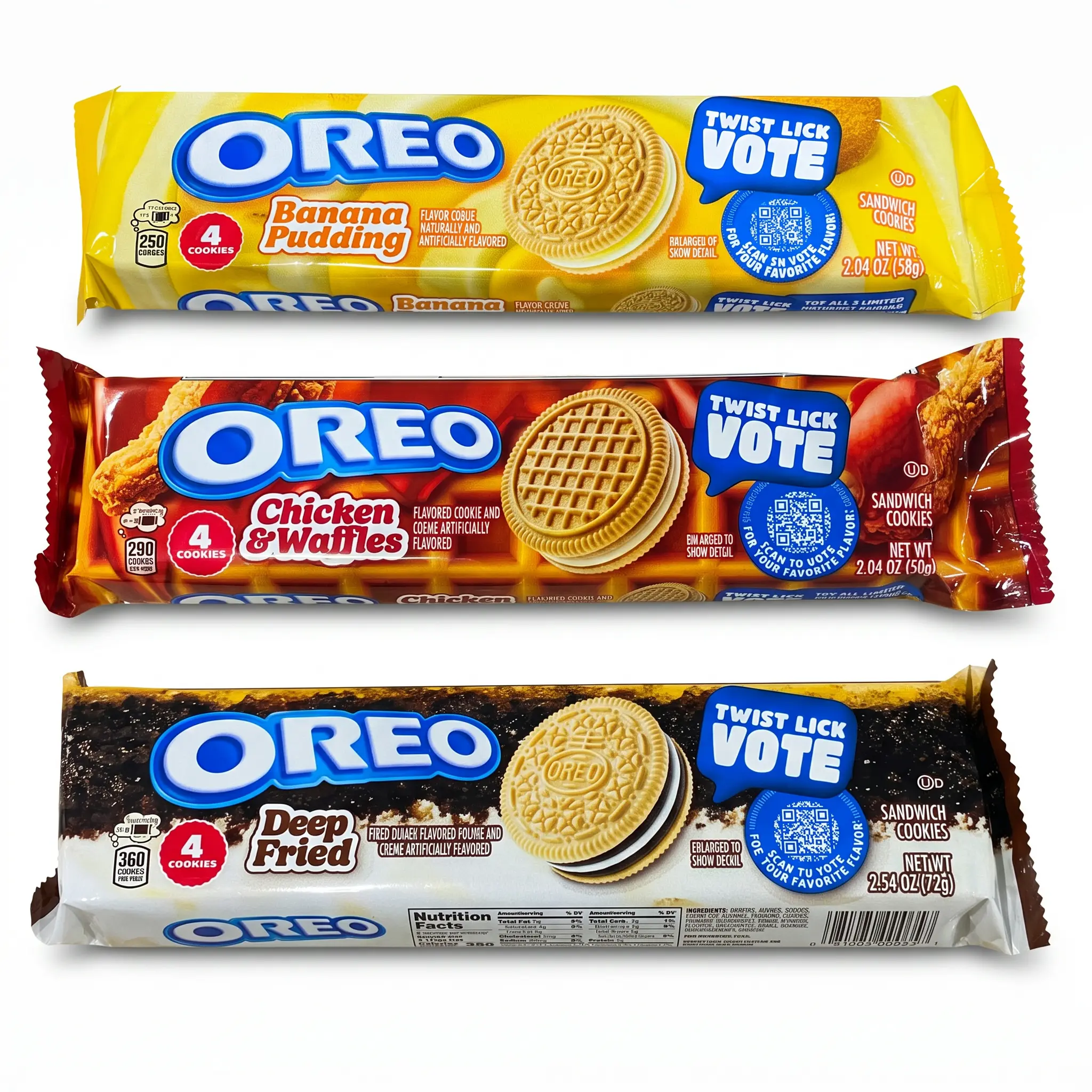 OREO Limited Edition Cookies, Banana Pudding, Deep Fried & Chicken & Waffles, 3-Sleeve Variety Pack