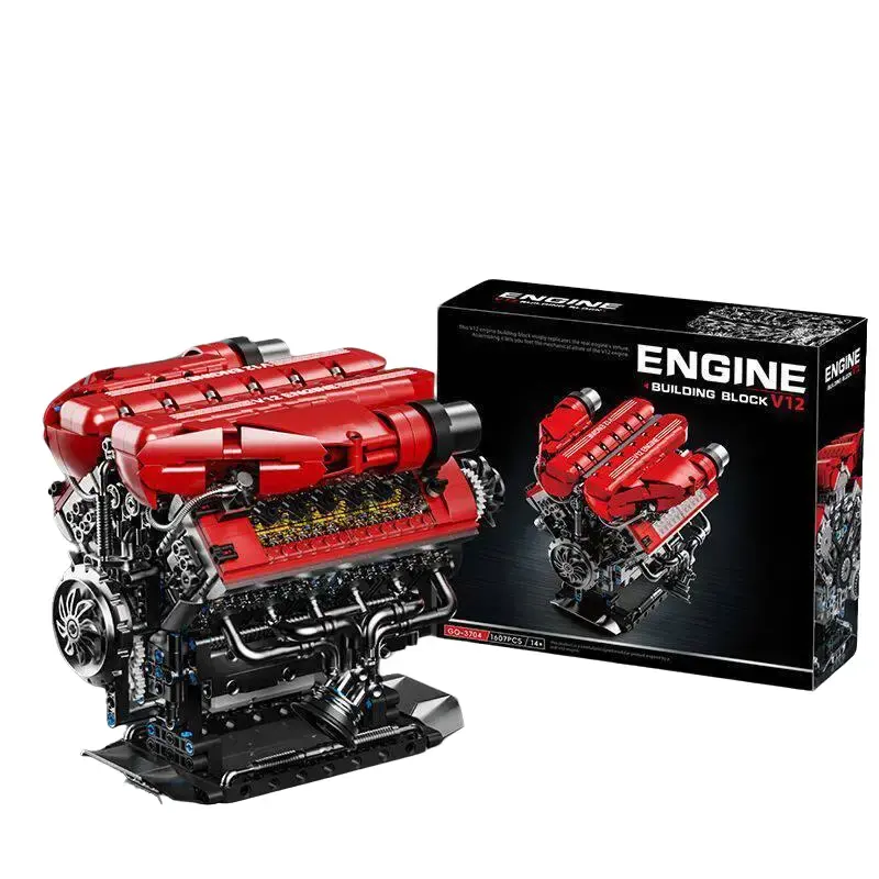 Motor‑Powered V8 Simulation Car Engine Building Block Kit, Realistic Mechanical Technic Assembly Model Made of High‑Precision ABS Bricks, Functional Moving Parts Collectible Display Ornament, Perfect GearHead Gift For Man Cave Hobby Enthusiasts