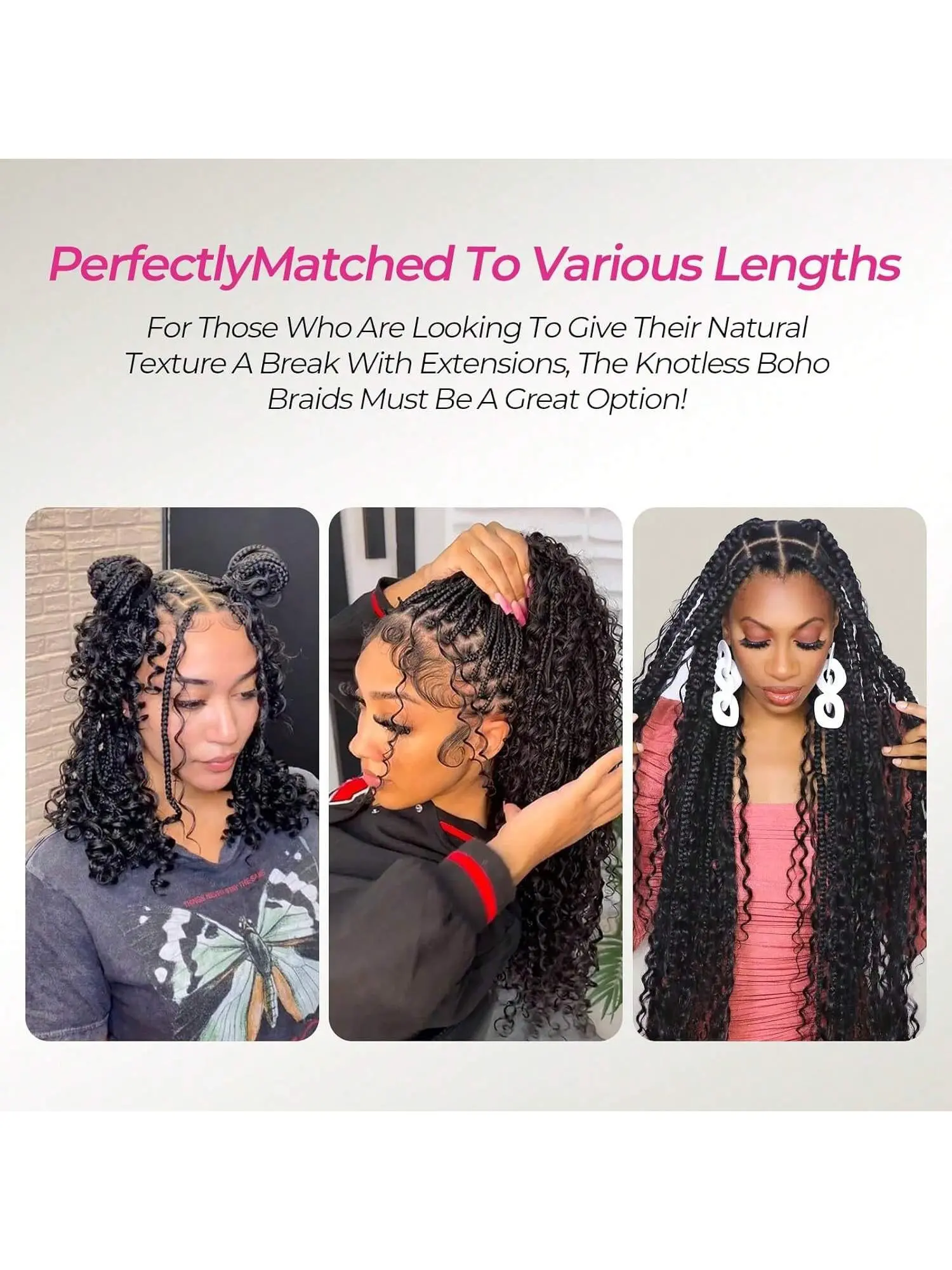Human Hair Extensions for Knotless Braids, 100g Wet Wavy Bundles 18 Inch Natural Black Human Hair Extensions Wet Wavy  main image 2