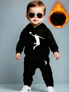 Boys' Fashion Casual Street Hooded Sweatshirt & Pants Set, Los Angeles Letter Print, All Seasons Comfortable Fit, Ideal Winter Gift, Hoodies