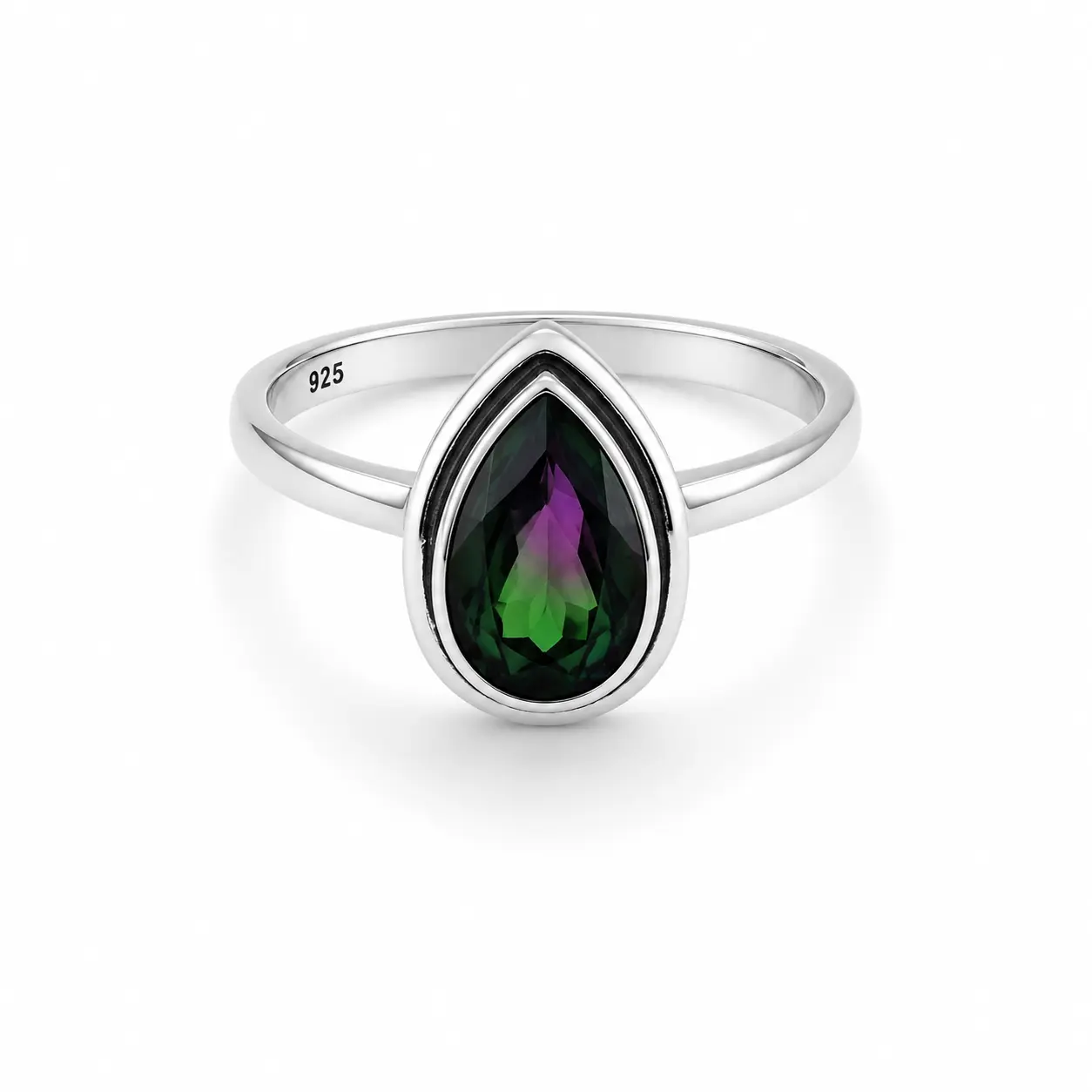 Yaya's One-of-a-Kind Watermelon Quartz Pear Faceted Sterling Silver Ring | Size 8 | ID 036