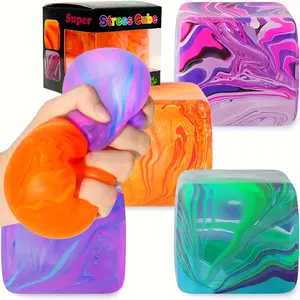 Flow Pattern Cube Extrusion Toy, Sensory Toy, Rotating and Pinching Cubes Suitable for Children and Adults, Soft Touch, Hand Exercise, Durable TPR Material, 3 Sizes Available (small, Medium, Large), Soothing Fidget Spinner, Soft Texture, Swing Design