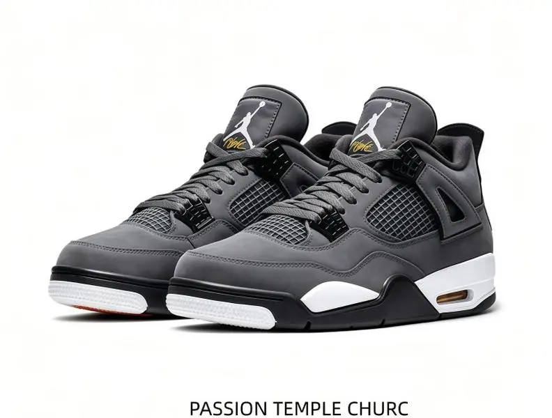 Charcoal Gray Mid Top Retro Basketball Sneakers Black White Contrast Outsole Suede Mesh Breathable Cushioned Casual Streetwear Trainers Unisex Daily Walking Shoes