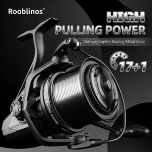 Rooblinos Black Surf Fishing Reel, Spinning Reel, 200+ Meter Long Cast, Powerful Smooth Drag, Ideal for GT, Tuna, Inshore & Saltwater Beach Fishing, Corrosion Resistant Full Metal Design for Shore & Offshore Angling