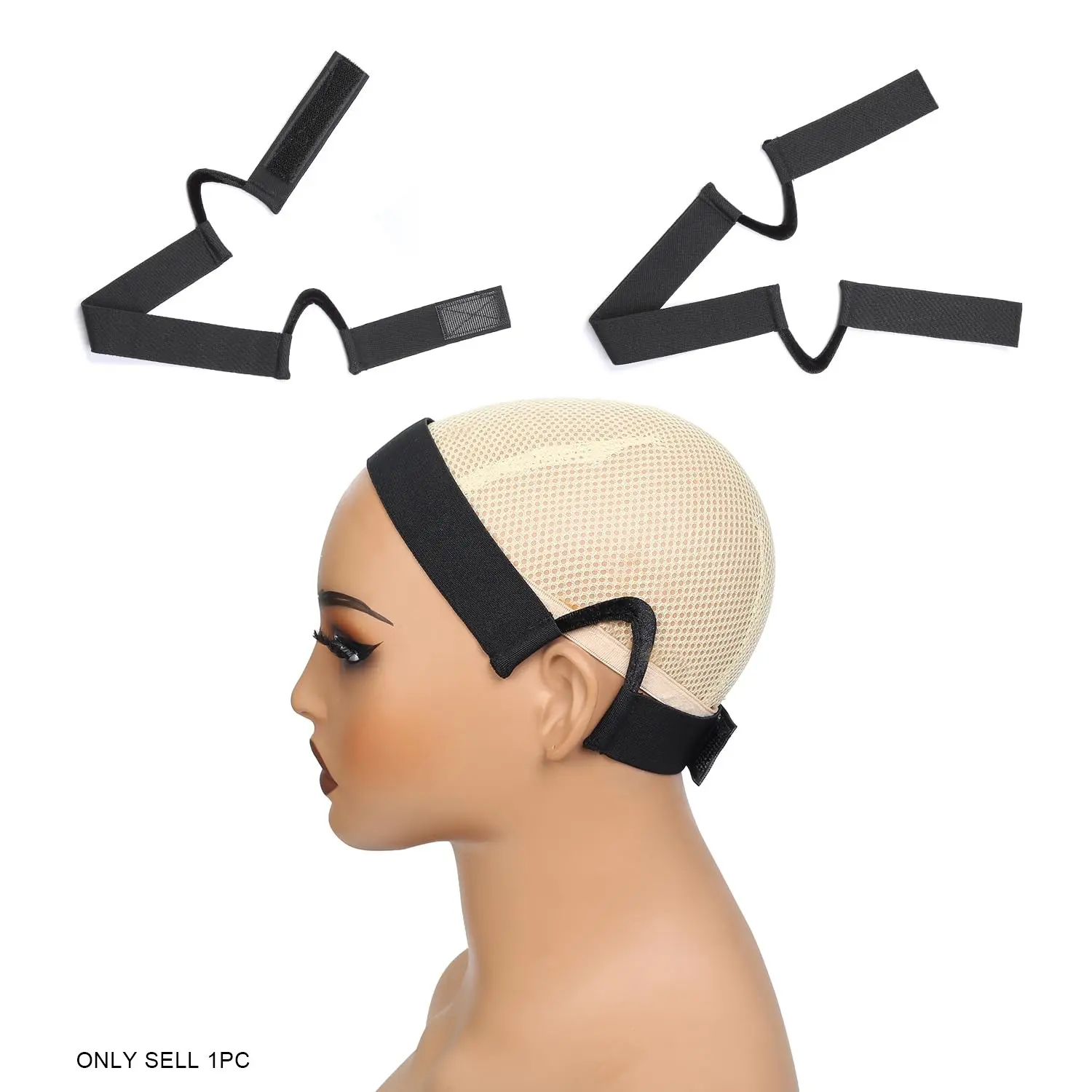 Wig Band For Lace Front Ear Cut Free Lace Melting Elastic Band Headband For Women Non Slip Headband No Slip C Shaped Ear Curve Black Color Regualr Size Adjustable Headband