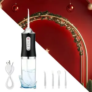 Rechargeable Electric Plaque Cleaner & Flosser with 4 Nozzles – Portable Teeth Cleaning Device for Men & Women, Ideal for Daily Oral Care Cleansing