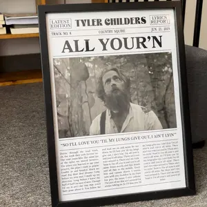 All Your'n Retro Newspaper Print – Tyler Childers Poster (No Frame), Country Music Lyrics Print, Music Gift & Fans Gift