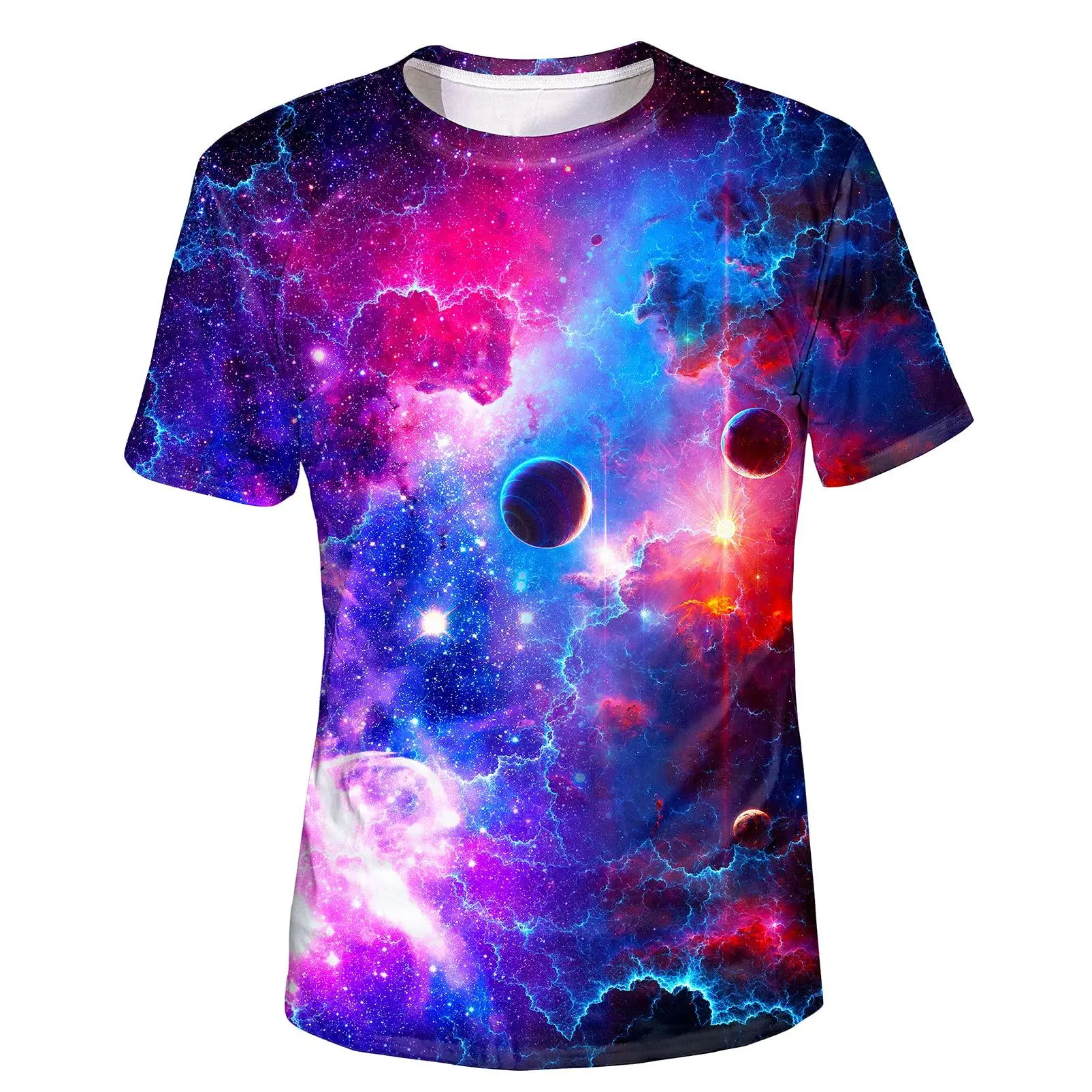 Women's Nebula Print T-Shirt, Vivid All Over Shortsleeve Design in Soft Fabric with a Relaxed Cut for Street Wear and Space Enthusiasts, Galaxy, Clothes, Breathable, All Over Print, Casual, Printed