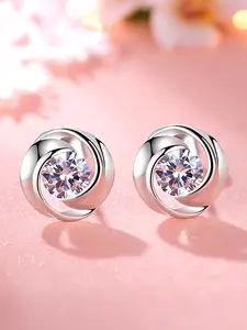 Elegant Women's Rose Flower Shape Earrings, 925 Silver Plated Zirconia Studs, Hypoallergenic, Casual Daily Wear, Valentine's Day Gift, Stud Earrings Jewelry, High Quality Earrings