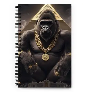 Gorilla & Pyramid Spiral Notebook - Customized Wire-Bound Notebook with Gold Ring Design, 140 Dotted Pages, Soft-Touch Coating, 10.38 oz x 2.62 oz