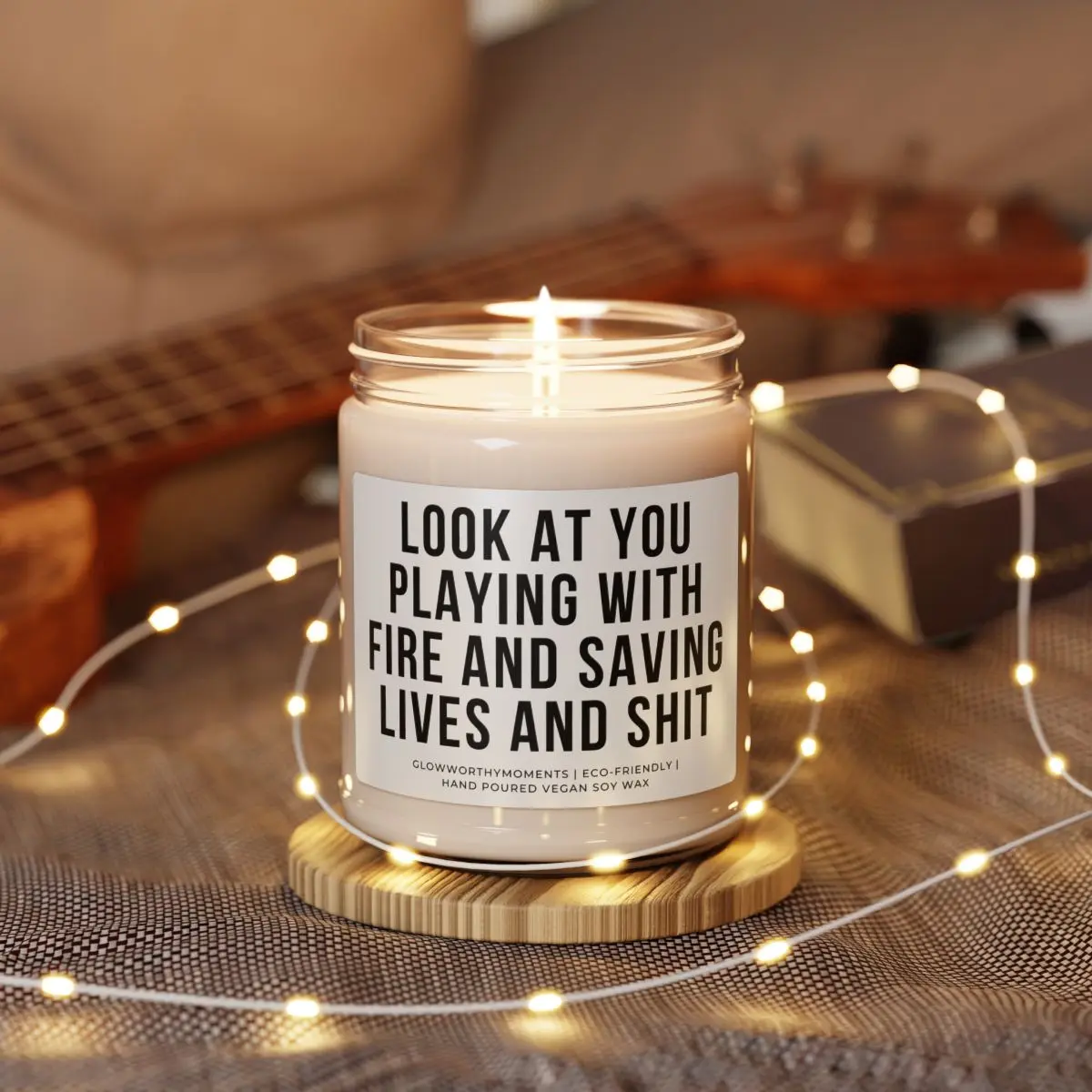 Funny Firefighter Candle 9oz Small Christmas Gift for Fire Academy Grad Truck Driver First Responder Non Toxic Clean Cotton Soy Wax Ornaments Decoration candles