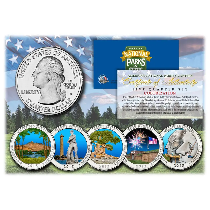 2013 America The Beautiful COLORIZED Quarters U.S. Parks 5-pc Set w/Capsules