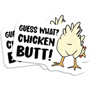 Guess What Chicken Butt Funny Magnet - Joke Magnet For Car Truck Locker Toolbox Metal Surface - Great Gift Idea - 5 Inch 2 Pack - PLTM0002