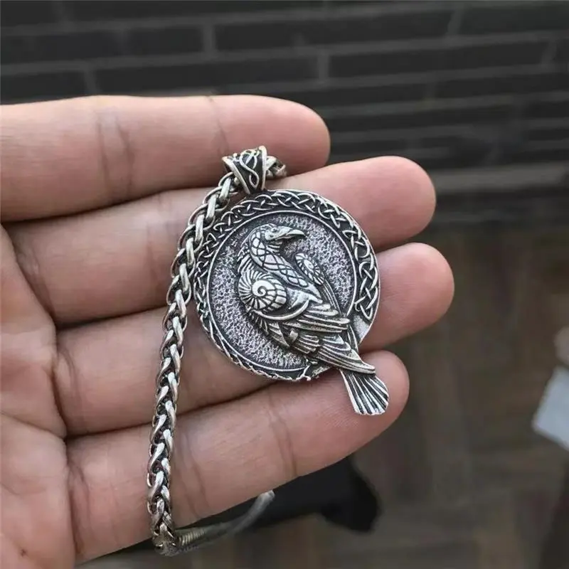Nordic Norse Viking Odin Raven Crow Rune Sigil Sign Pendant Necklace