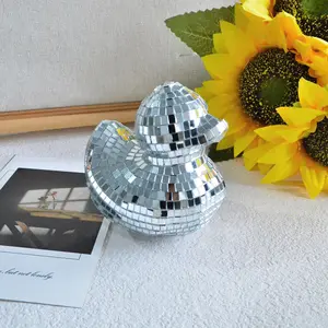 Disco Duck Mirror Glass Decoration, Silver Color Reflective Duck Ornament, Vintage Party Bar Decor, Suitable for Home Office Bedroom, Home Decor Accessory