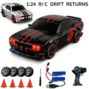 Dodge Hellcat 4WD RC Drift Car High Speed LED Lights Toys for Kids Boys Birthday Gifts Outdoor Play Indoor Fun
